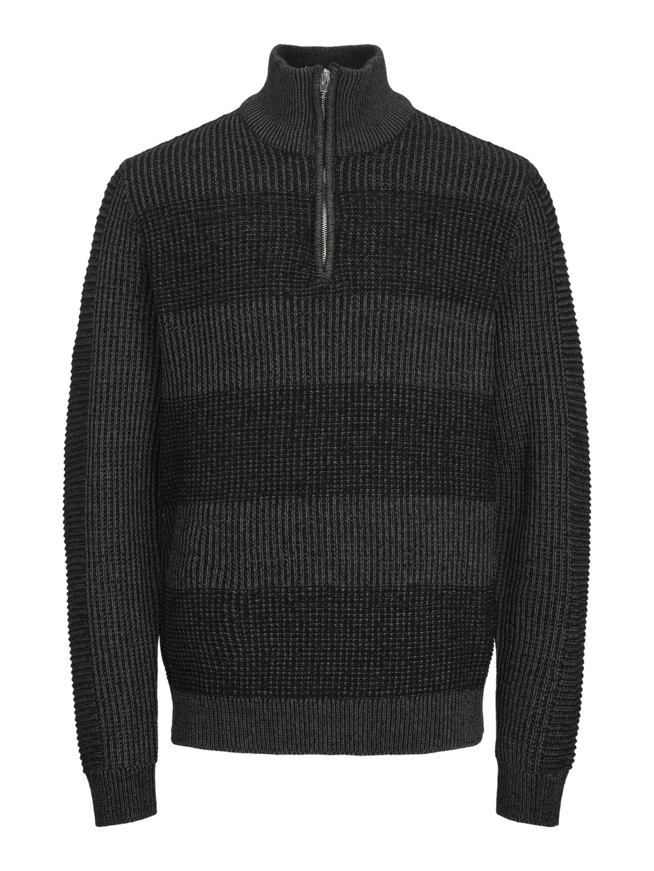 Jack & Jones Jjhugo knit half zip antraciet