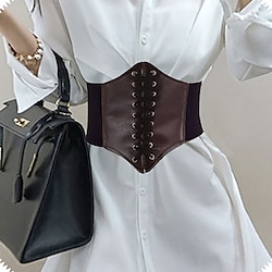 Light in the box Dames Brede riem Corset riem PU-leer Gesp Gratis Geometrisch Formeel Feest Dagelijks Wit Zwart Rood Koffie