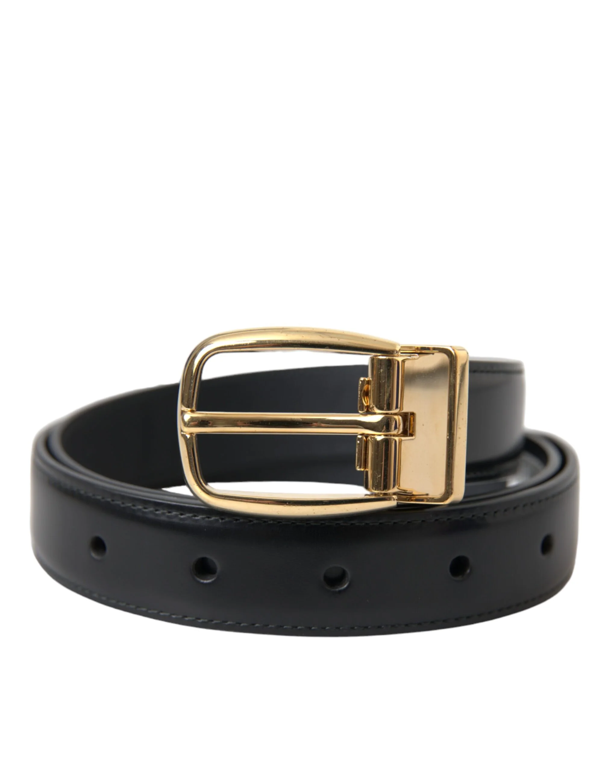 Dolce and Gabbana Zwart kalfsleren riem met gesp