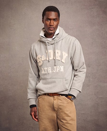 Superdry Mannen Vintage Athletic Hoodie Lichtgrijs