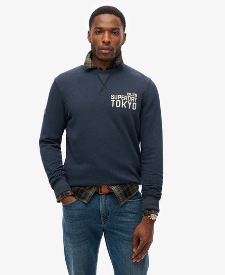 Superdry Mannen Workwear Sweatshirt met Applicatie Blauw