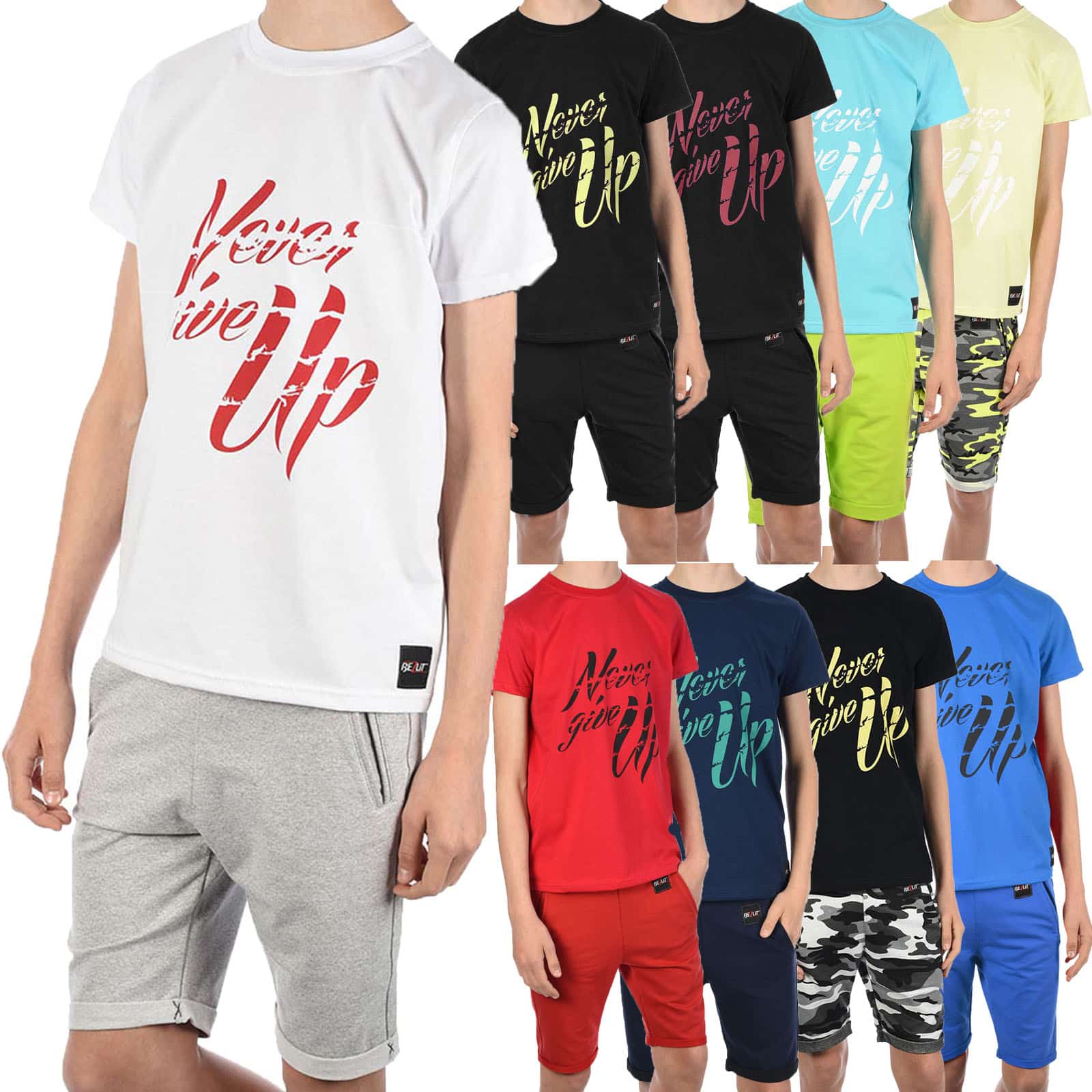 BEZLIT Zomerset T-shirt NEVER GIVE UP voor jongens en een stoffen short