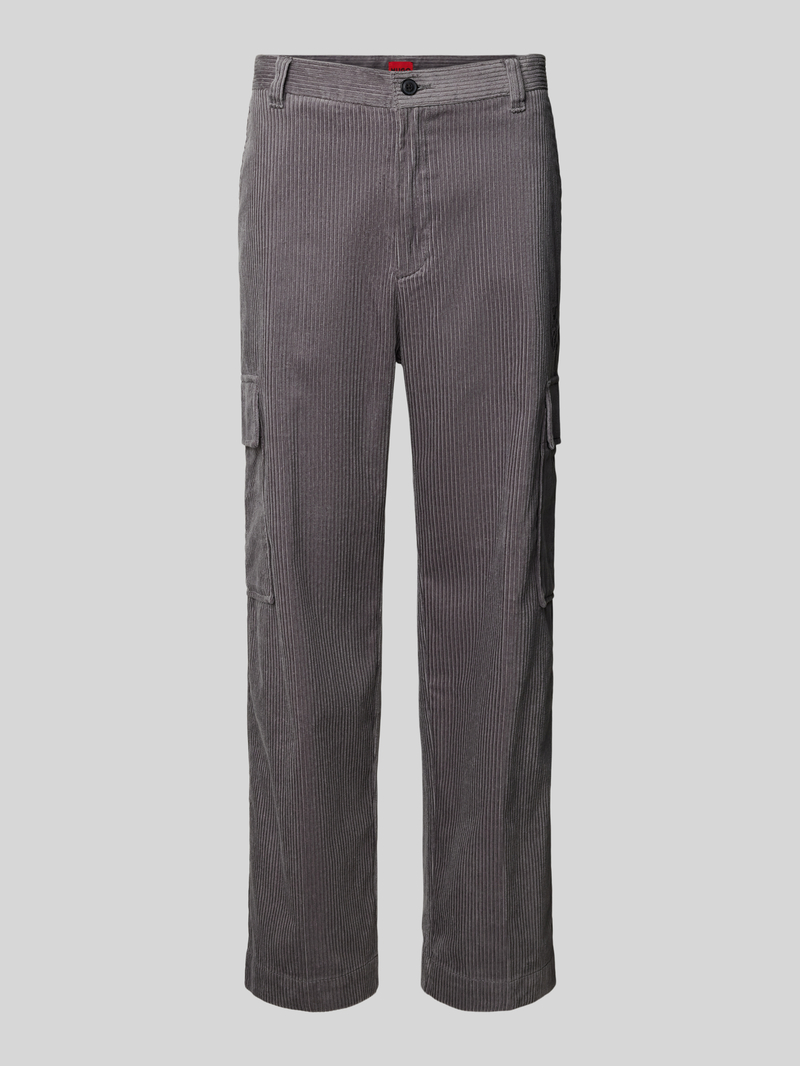 HUGO Regular fit corduroy broek met cargozakken, model 'Grady244'