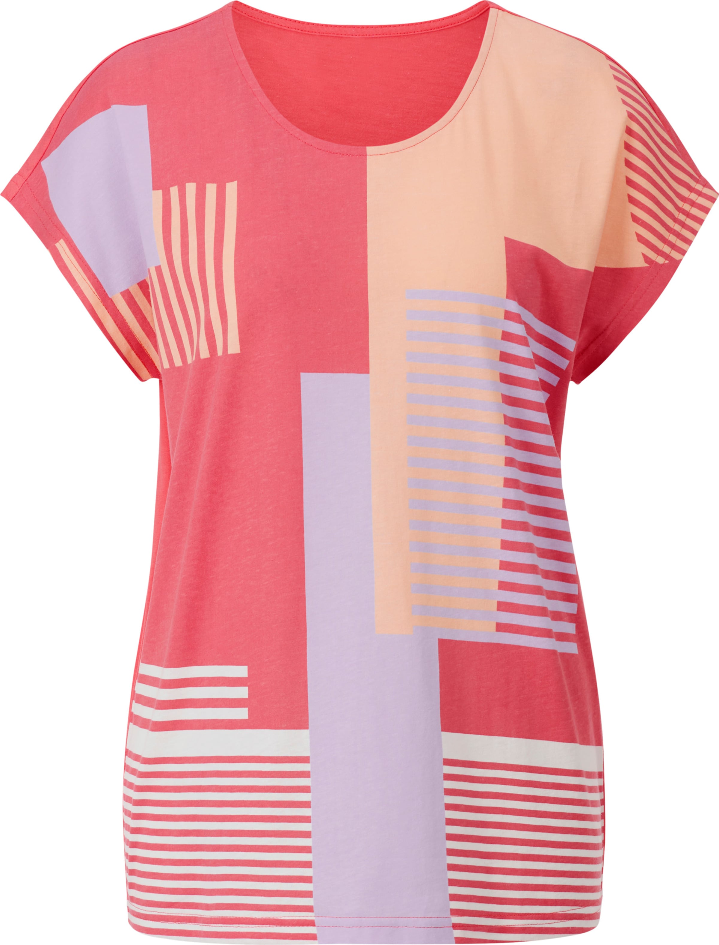 Your Look... for less! Dames Shirt met korte mouwen grapefruit/lila bedrukt Maat