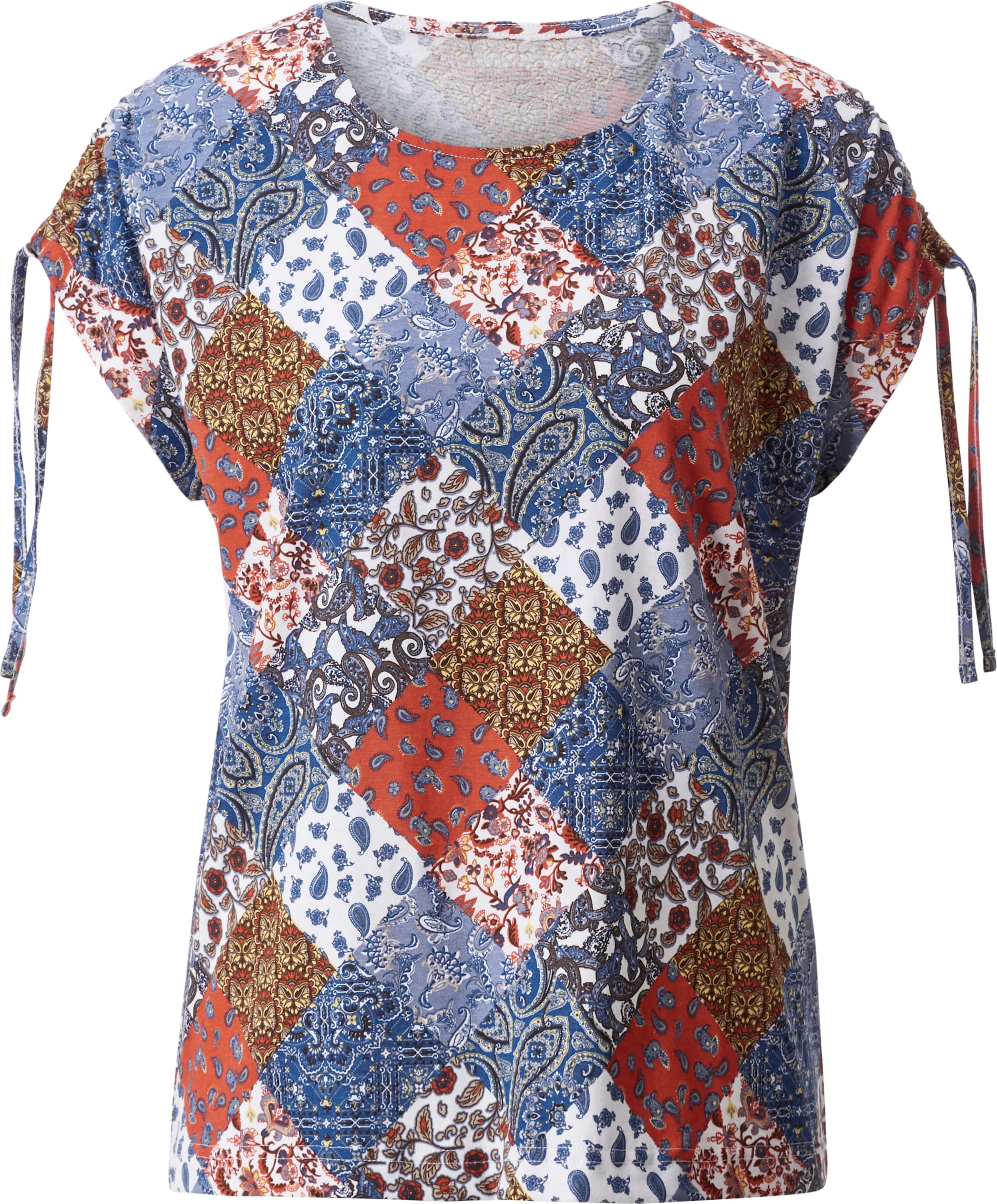 Your Look... for less! Dames Shirt met korte mouwen duifblauw/terra bedrukt Maat