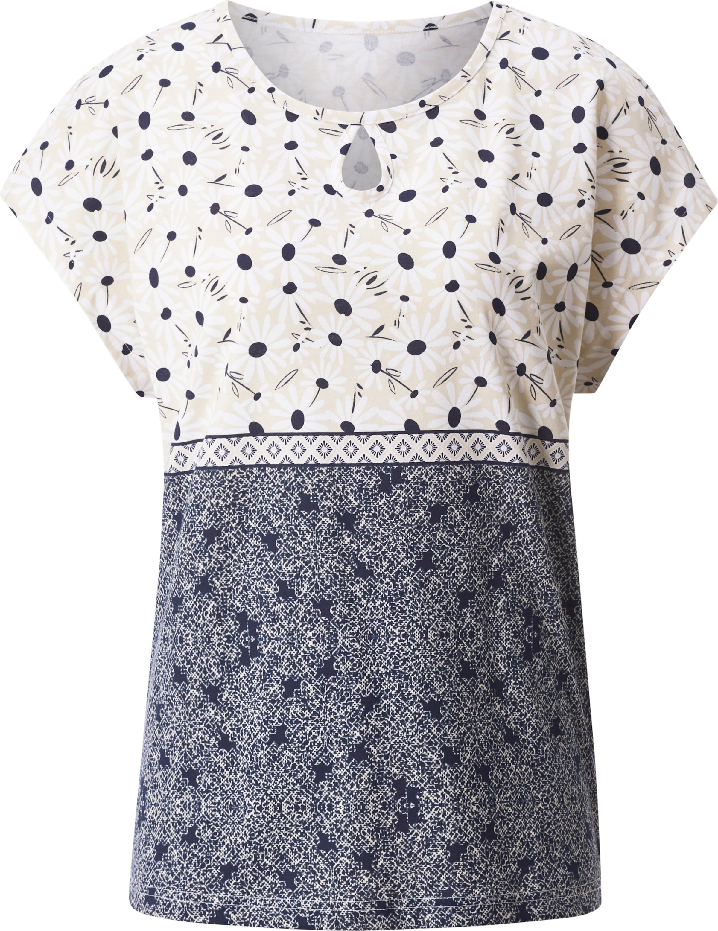 Your Look... for less! Dames Shirt met korte mouwen wit/marine geprint Maat