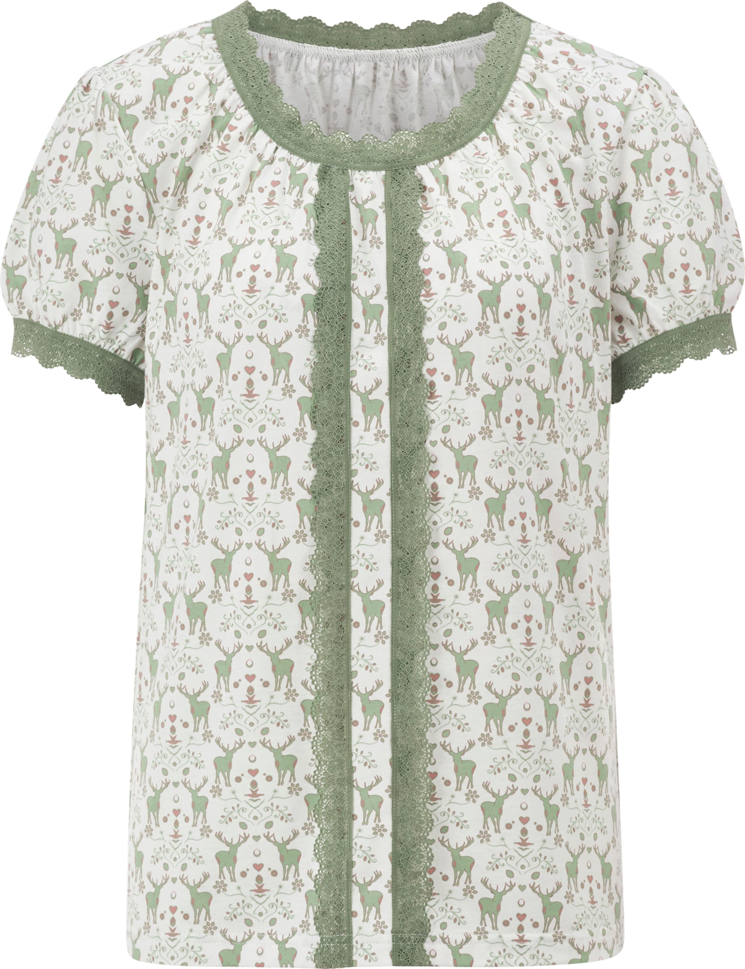 Your Look... for less! Dames Traditioneel shirt ecru/eucalyptus bedrukt Maat