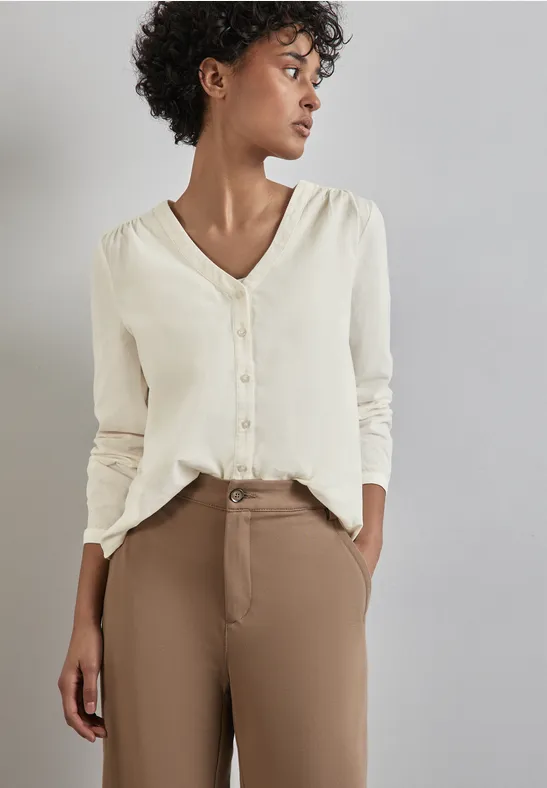 Street One Corduroy blouse met knoopsluiting