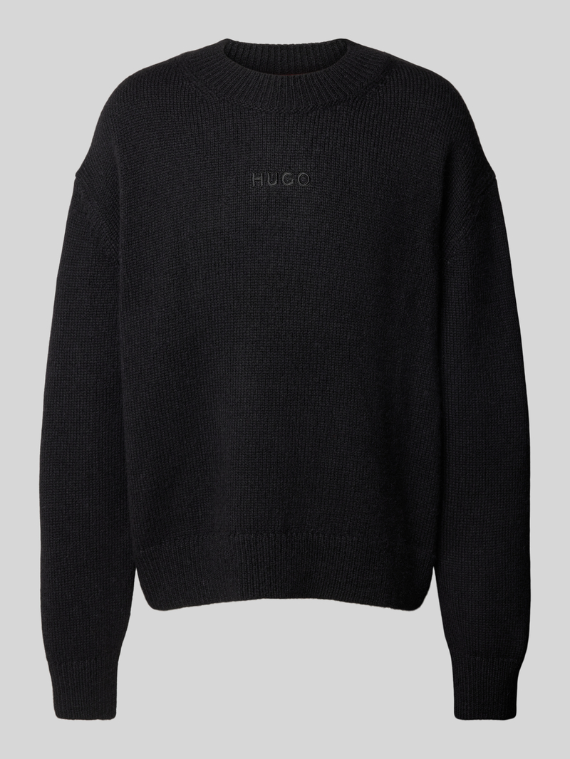 HUGO Oversized wollen pullover met labelstitching, model 'Seese'