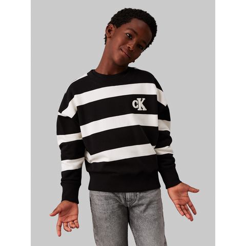 Calvin Klein Sweatshirt Striped Modern Comfort Cn voor kinderen tot 16 jaar en met logo-patch