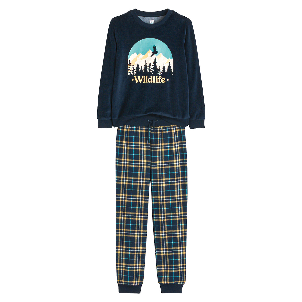 LA REDOUTE COLLECTIONS Pyjama in fluweel en flanel, bergmotief en ruiten