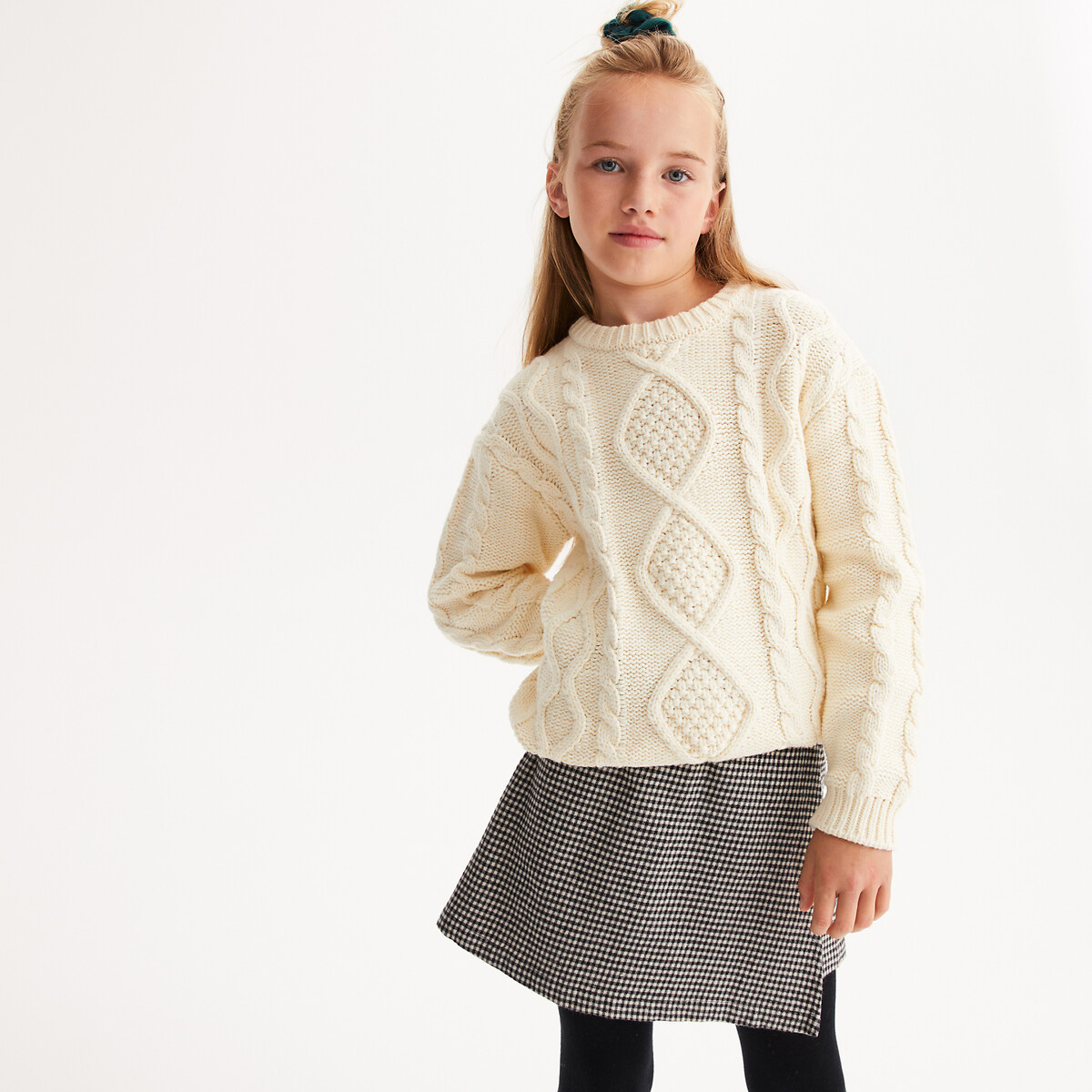 LA REDOUTE COLLECTIONS Trui met ronde hals in grof tricot met kabelmotief