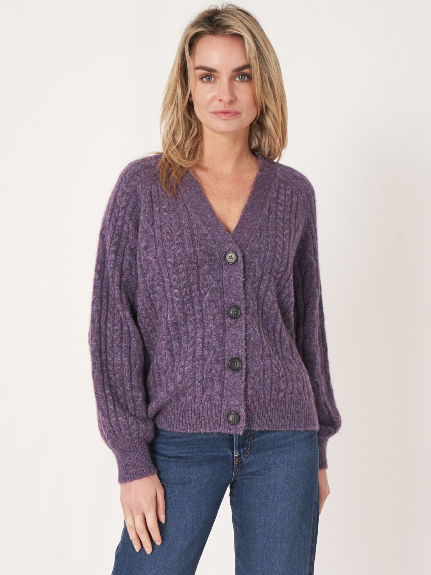 REPEAT cashmere Gebreid vest met knoopsluiting