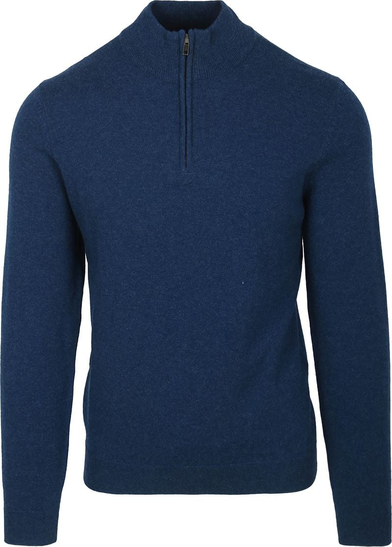 Steppin' Out Half Zip Trui Merinowol Marine Blauw