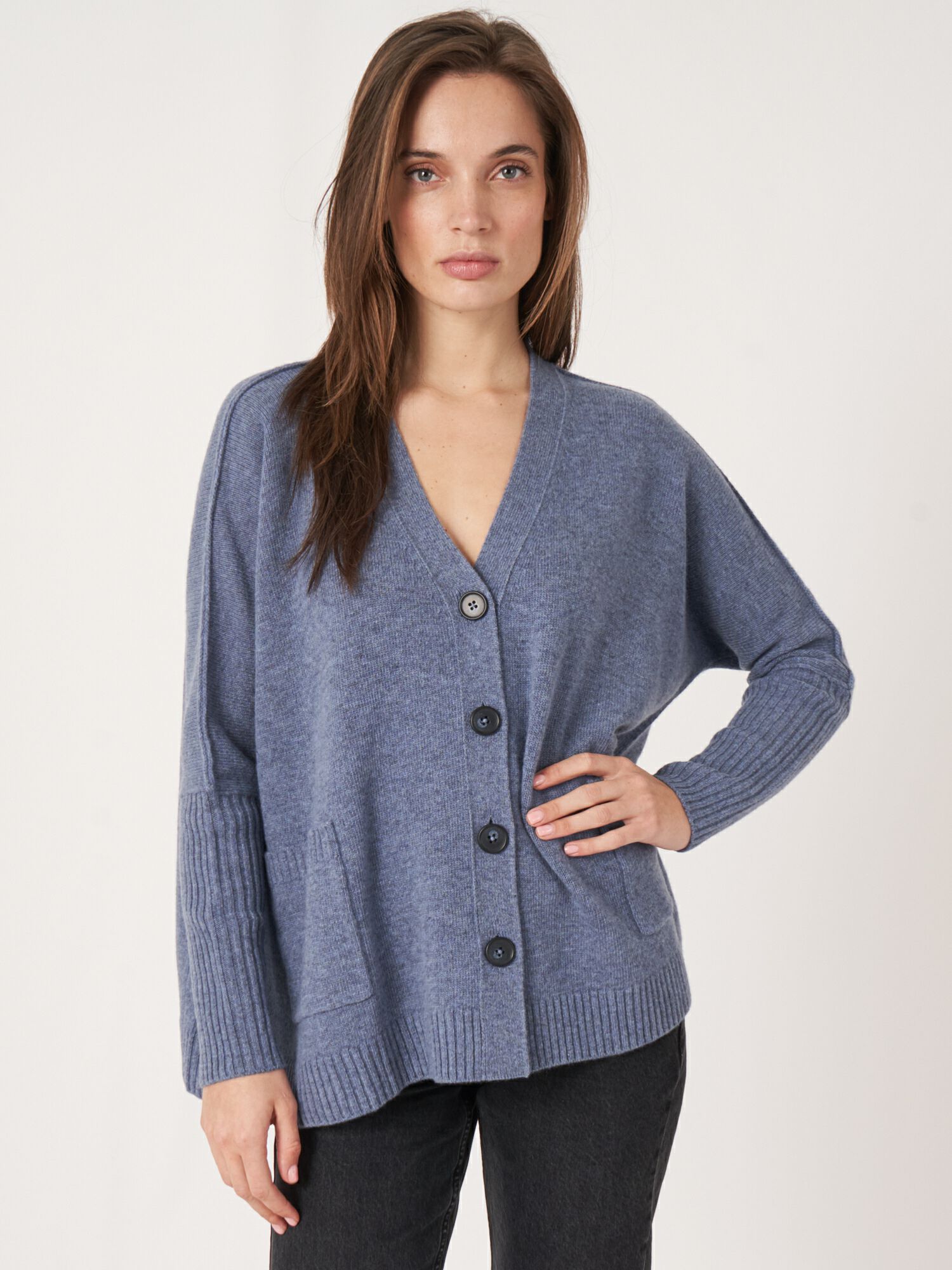 REPEAT cashmere Loose fit vest met zakken