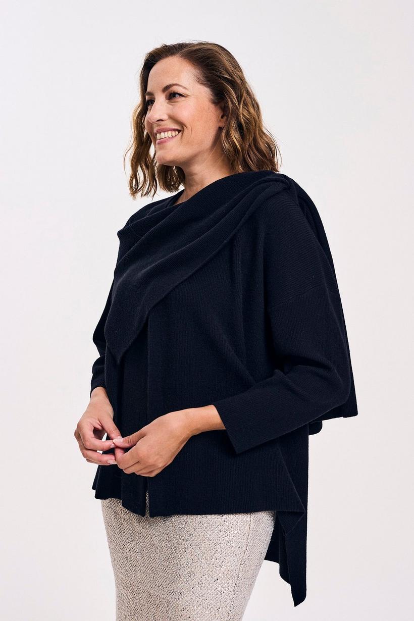 Améline Gebreide Cape-cardigan Met Sjaal