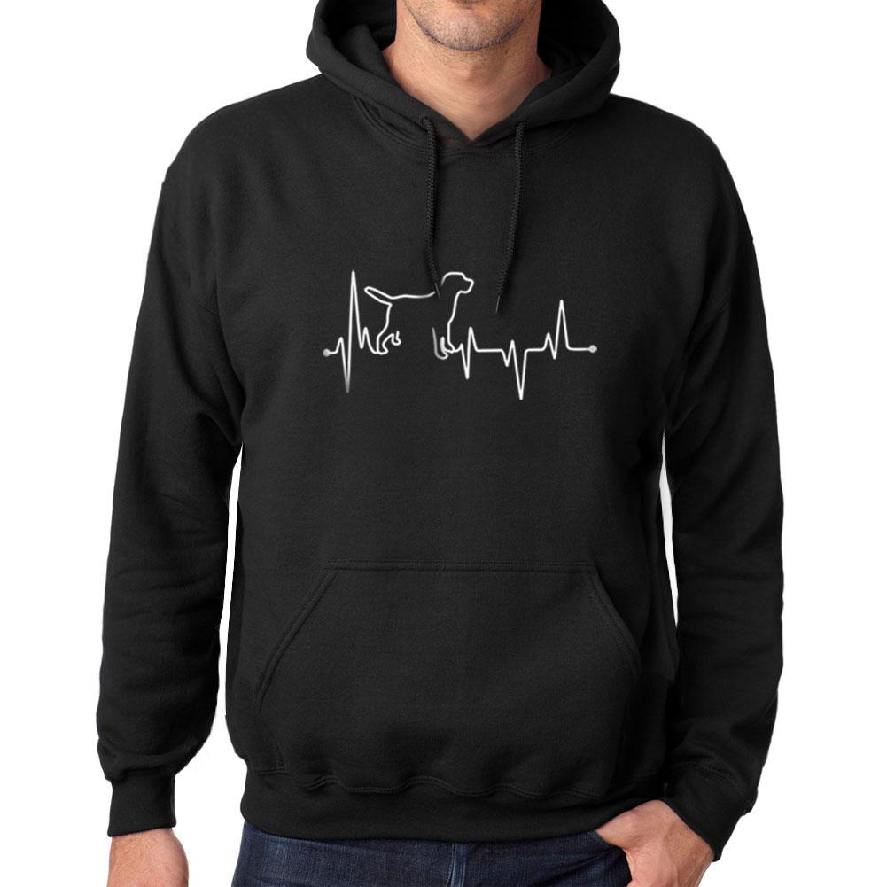 Ultrabasic Bedrukt Grafisch Heren T-Shirt Hond Lover Heartbeat Hoodie Casual Hooded Sweatshirt