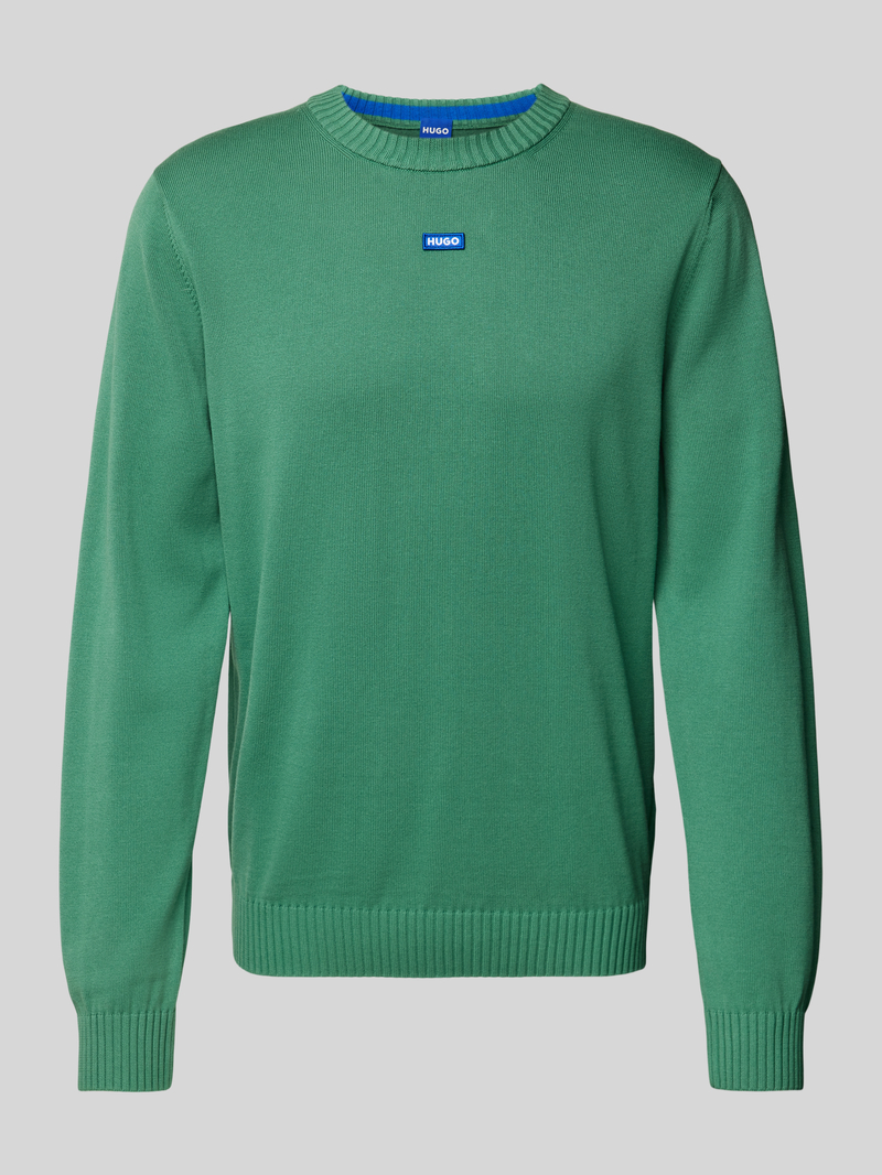 Hugo Blue Gebreide pullover met logostitching, model 'San Cosmo'