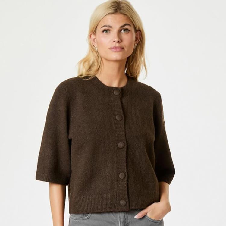 Neo Noir Elmira Knit Cardigan Brown