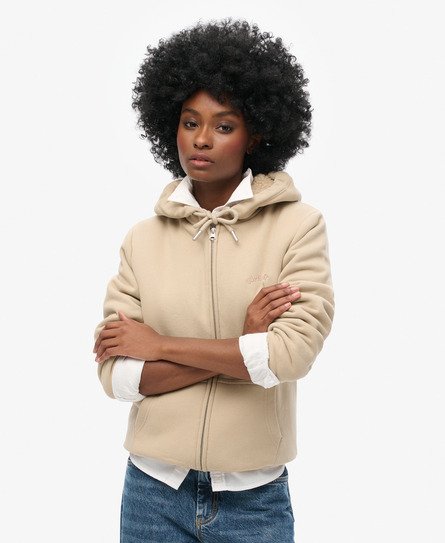 Superdry Vrouwen Hoodie met Rits en Borgvoering Grijs