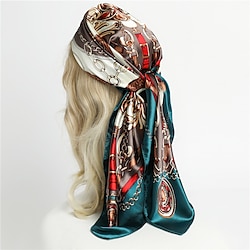 Light in the box 1 stks 9090 cm fashion chain print sjaals vrouwen sjaal satijn hijab vrouwelijke bandana vierkante dames foulard wrap pareo hoofddoek