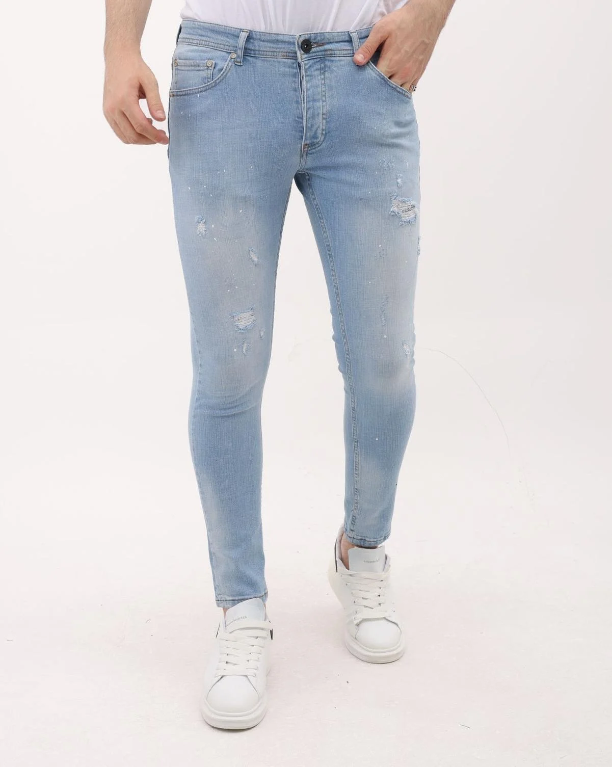 Mario Morato Slim fit stretch jeans met paint en gaten mm