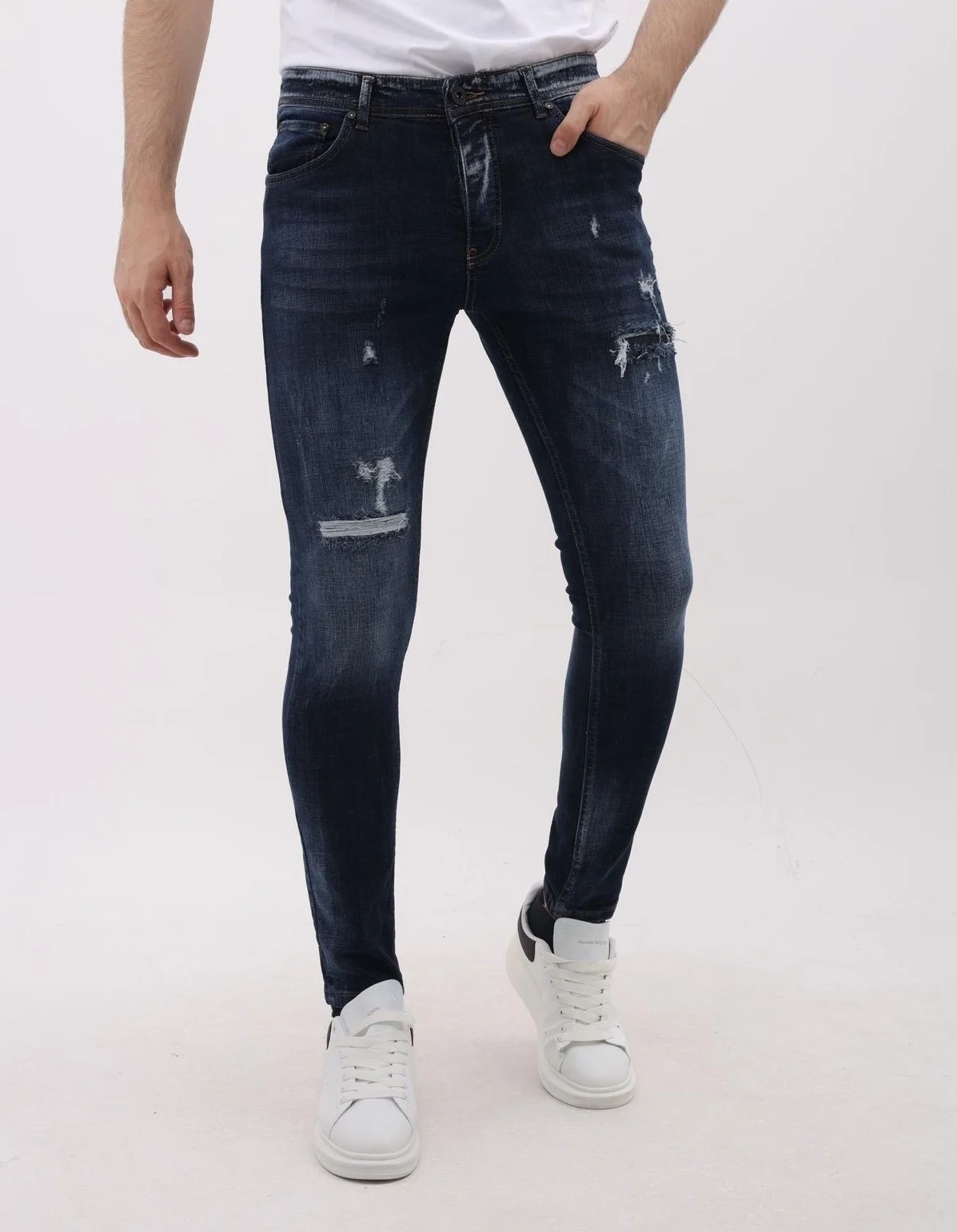 Mario Morato Stretch jeans slim fit met scheuren mm