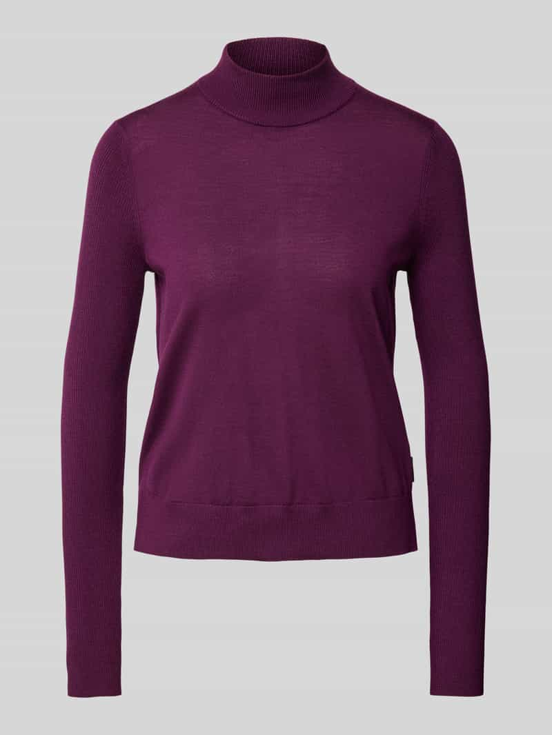 HUGO Gebreide pullover van scheerwol met labeldetail, model 'Sedennian'