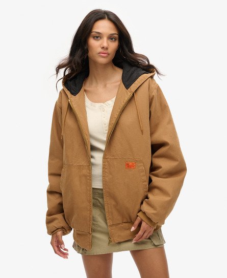 Superdry Vrouwen Oversized Surplus Bomberjack met Capuchon Bruin