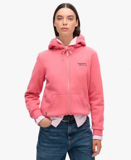 Superdry Vrouwen Essential Logo Hoodie met Rits Roze