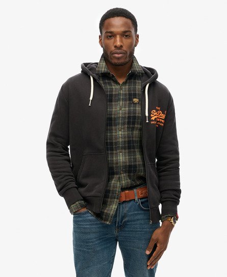 Superdry Mannen Neon Vintage Logo Hoodie Zwart