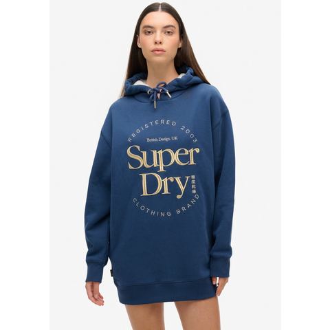 Superdry Jerseyjurk LUXE METALLIC LOGO HOOD DRESS