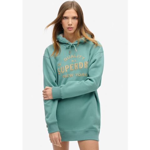 Superdry Jerseyjurk LUXE METALLIC LOGO HOOD DRESS