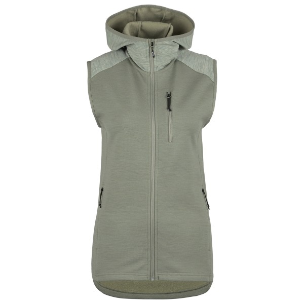 Stoic  Women's MerinoFleece335 KuolpaSt. Vest with Hood - Fleecebodywarmer, olijfgroen