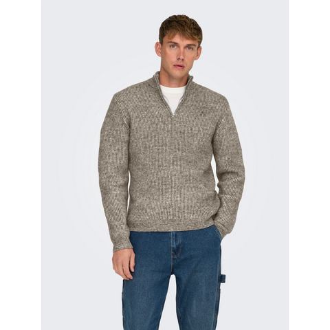 ONLY & SONS Schipperstrui ONSTEGAN REG 5 WOOL HALF ZIP KNIT BF