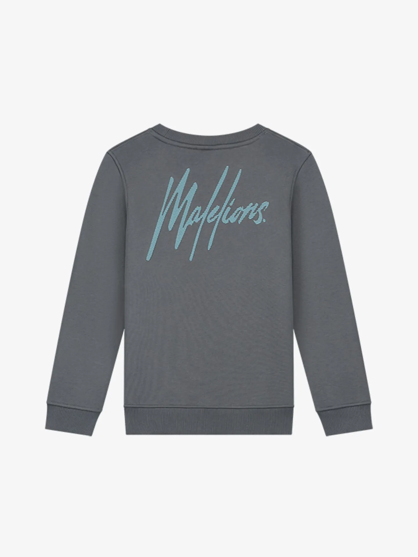 Malelions Jongens sweater striped signature dark grey ice blue