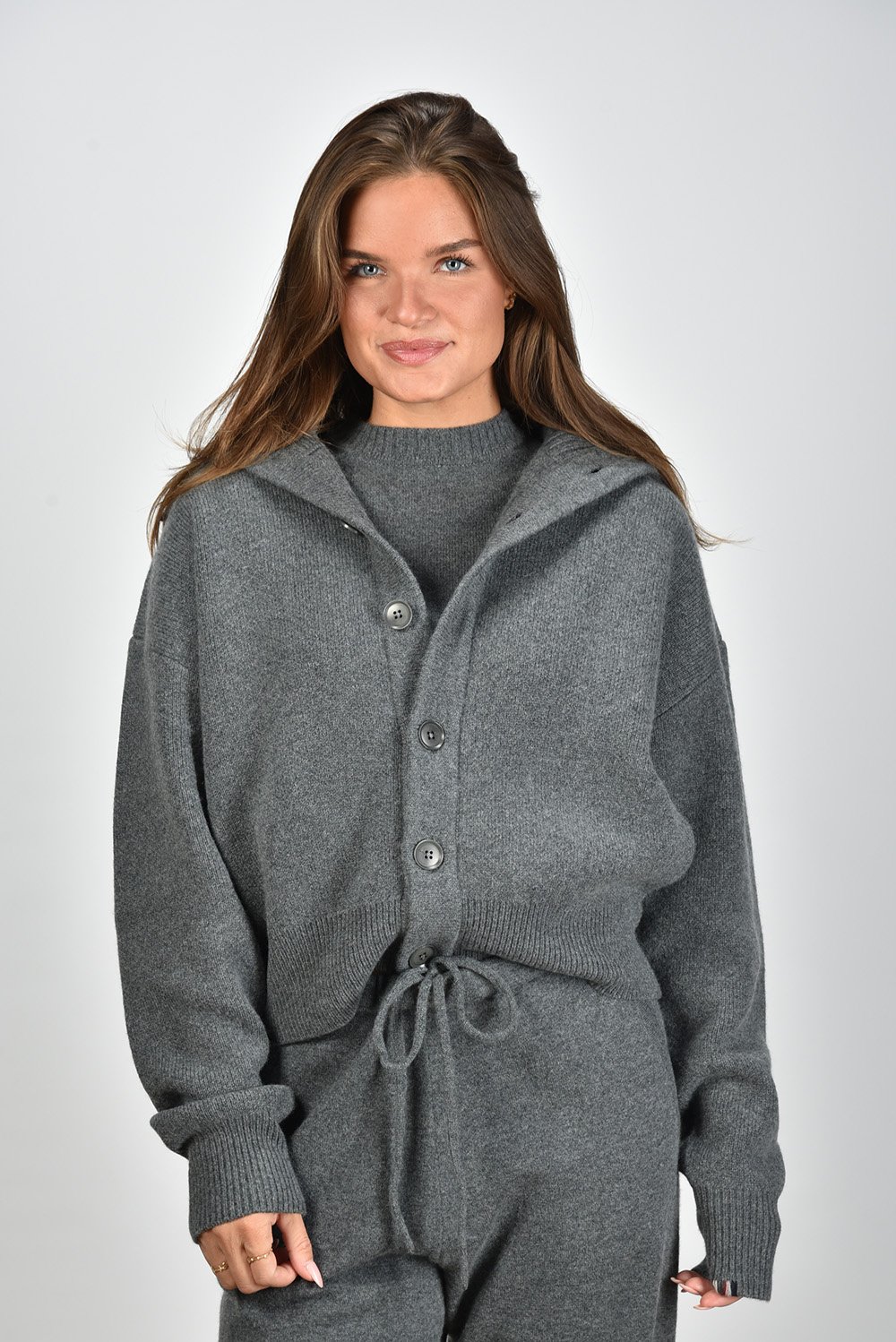 Extreme Cashmere vest Clement met hoge kraag en knoopsluiting felt