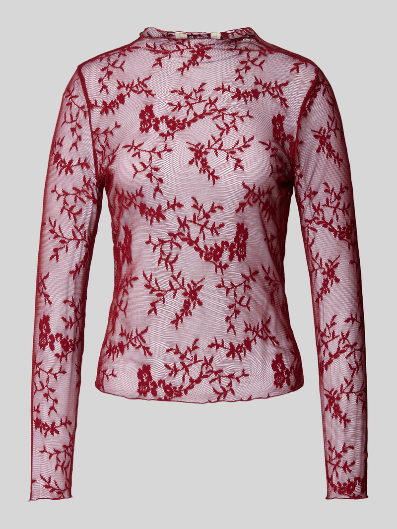 Only Blouse met lange mouwen van mesh met bloemenmotief, model 'LINLEY'