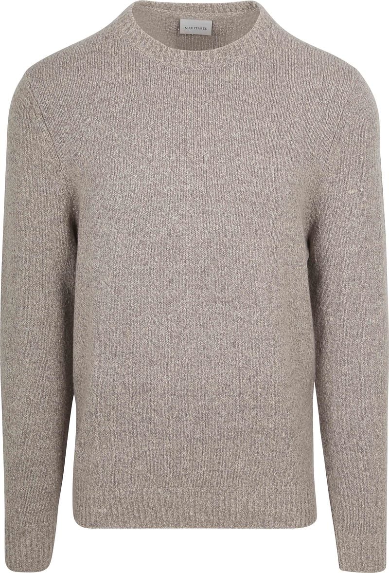 Suitable Pullover Boiled Wool Taupe