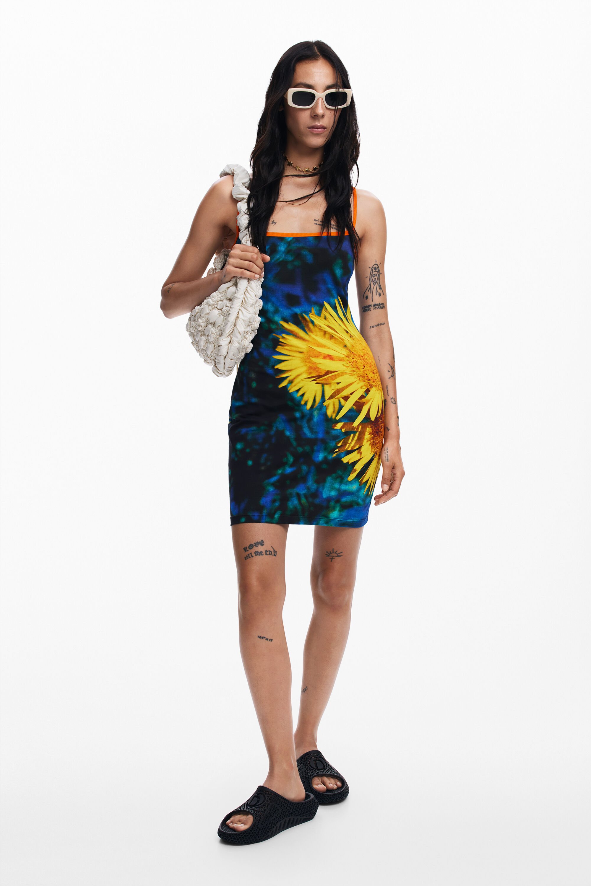 Desigual Zonnebloemen midi-jurk - BLUE