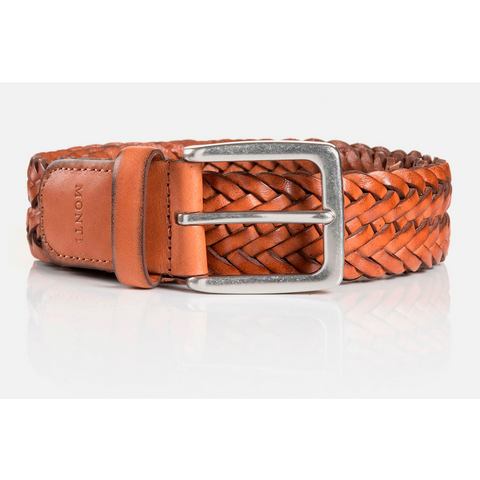 MONTI Leren riem 3,5 cm breed, business-casual, glad leer gevlochten