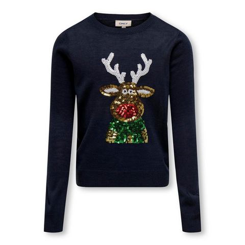 KIDS ONLY Trui met ronde hals KOGXMAS LS O-NECK MIX DETAIL BOX KNT