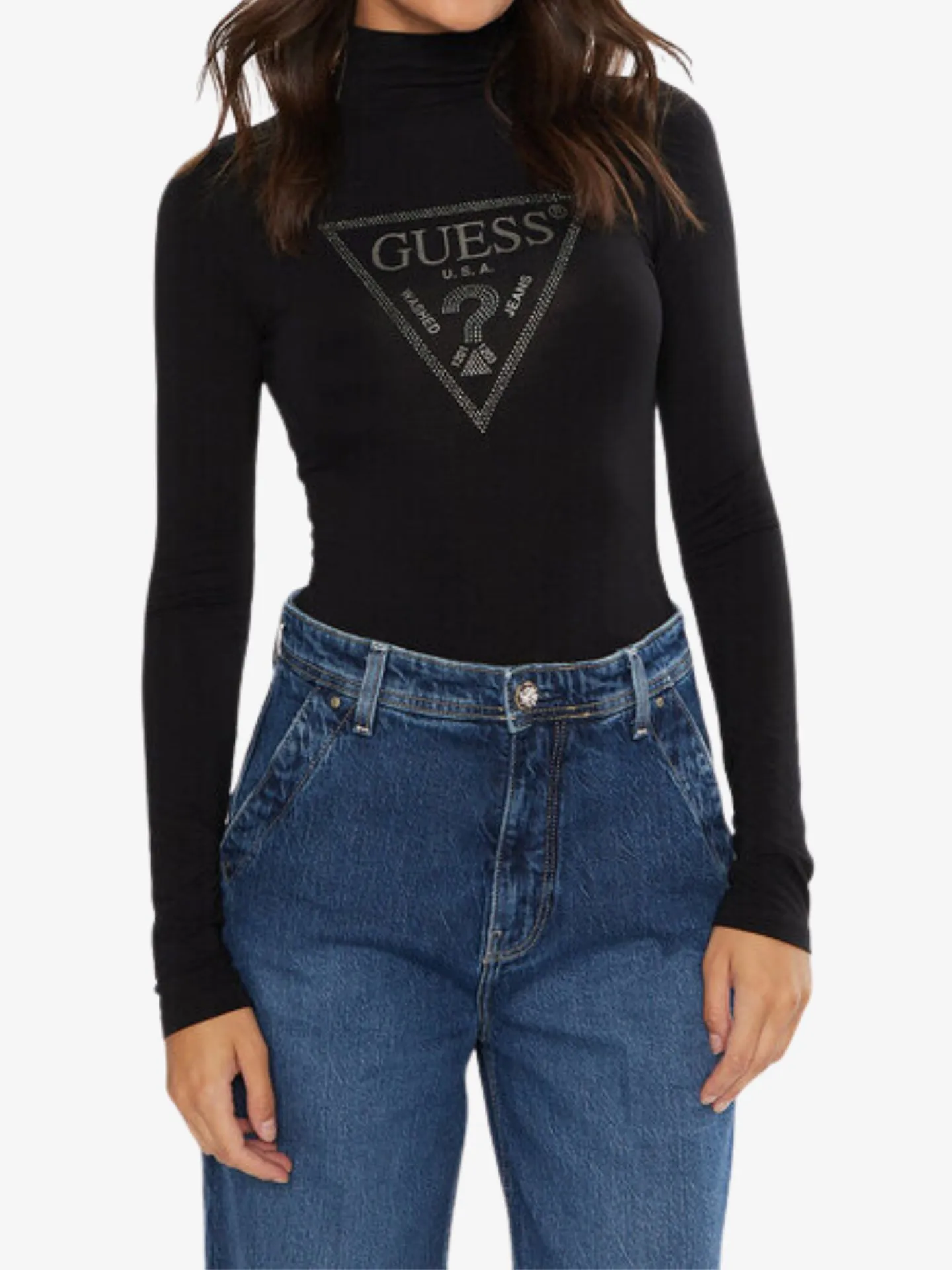 Guess Dames strakke longsleeves ls evelyn logo body