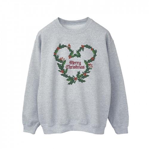 Disney Heren Mickey Mouse Merry Christmas Holly Sweatshirt