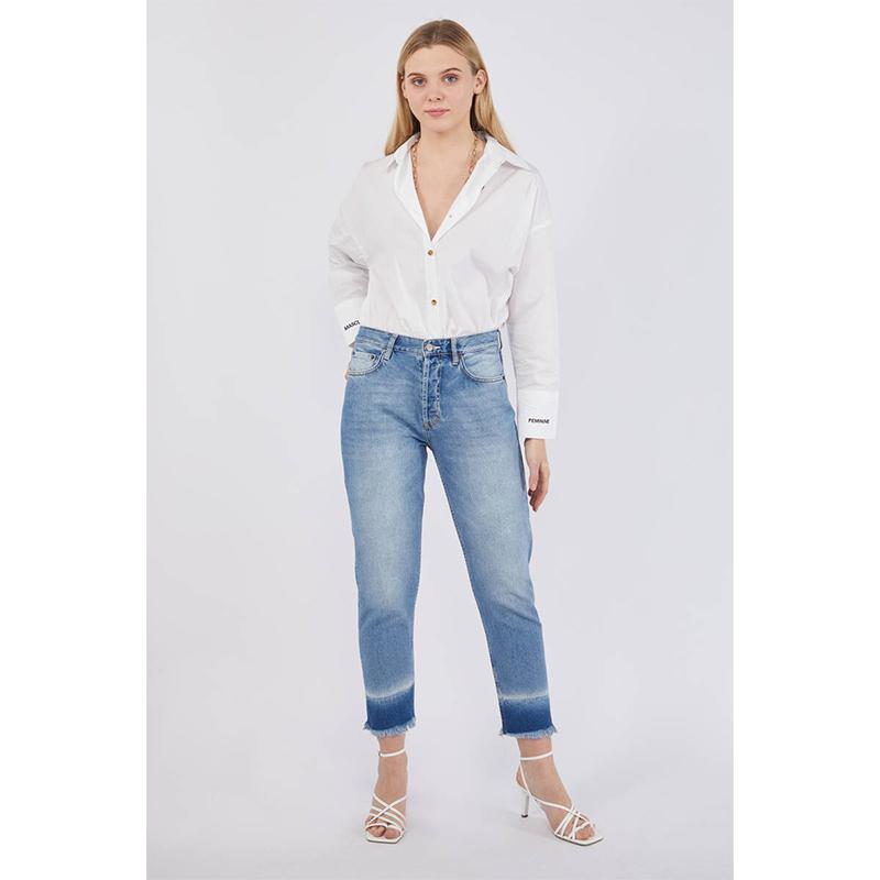 Blue White Dameskleurovergangsjeansbroek blauw