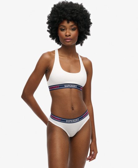 Superdry Female Multilogo Bikinibroekje van Biologisch Katoen Wit