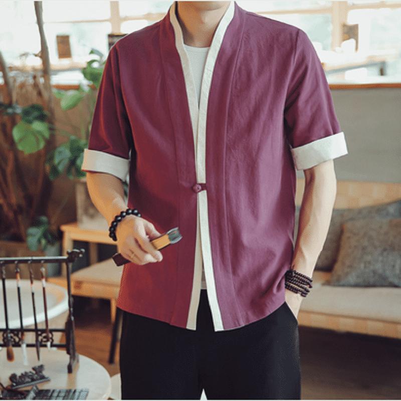 DSorothy Hanfu Shirt Jurk Mannen Japanse Kimono Robe Haori Blouse Chinese Stijl Kraan Geborduurde Tang Pak Casual Cardigan Streetwear Jas