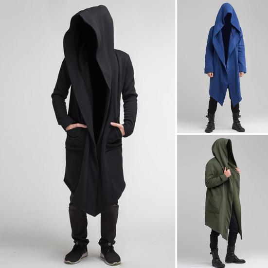 KYUSHUAD Windjack Mode Hoodie Effen Kleur Lange Mouw Koudebestendige Mannelijke Capuchon Lange Jas