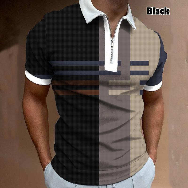 Trend Casual Shirt For Men Gestreept POLO-shirt voor heren met kantoorrits en korte mouwen