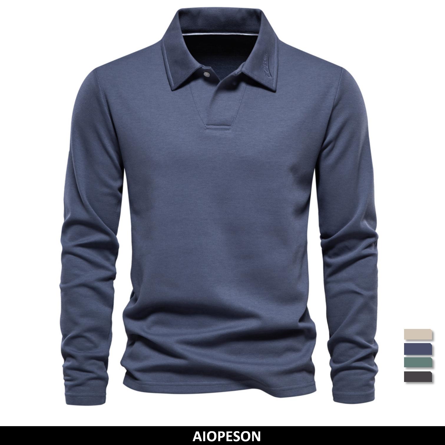 AIOPESON Men Fashion AIOPESON Borduurpoloshirt voor heren Mode Hals Turn Down Kraag Heren Casual sociale poloshirts Luxe golfshirt